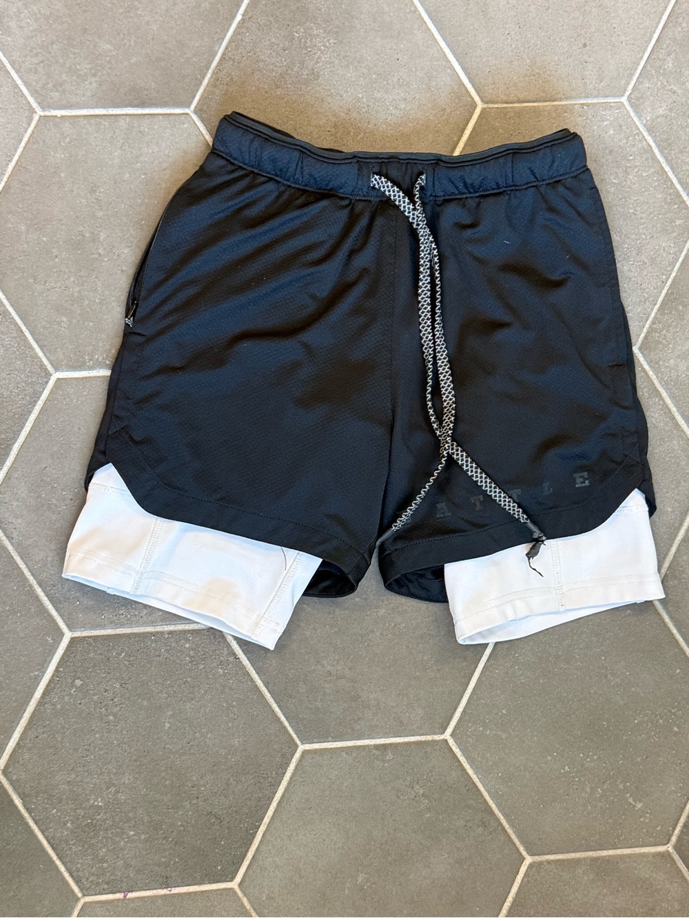 Boys Battle white/Black Athletic 2-in-1 Running Shorts